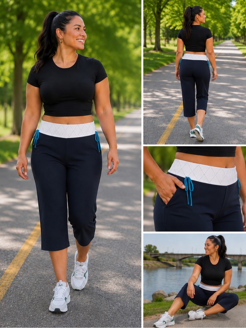 Lululemon white and blue capri leggings